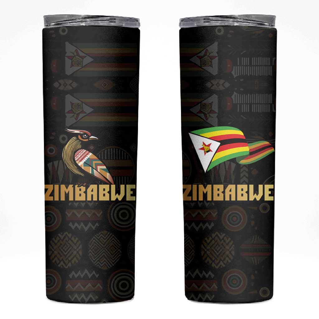 Pride Zimbabwe Skinny Tumbler Zimbabwean Bird, Tribal Patterns and Pan-African Colors