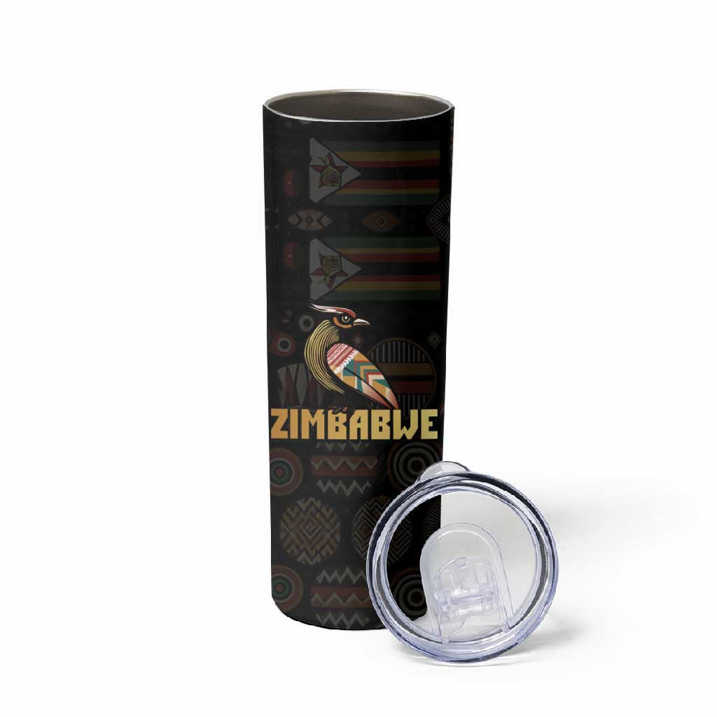 Pride Zimbabwe Skinny Tumbler Zimbabwean Bird, Tribal Patterns and Pan-African Colors