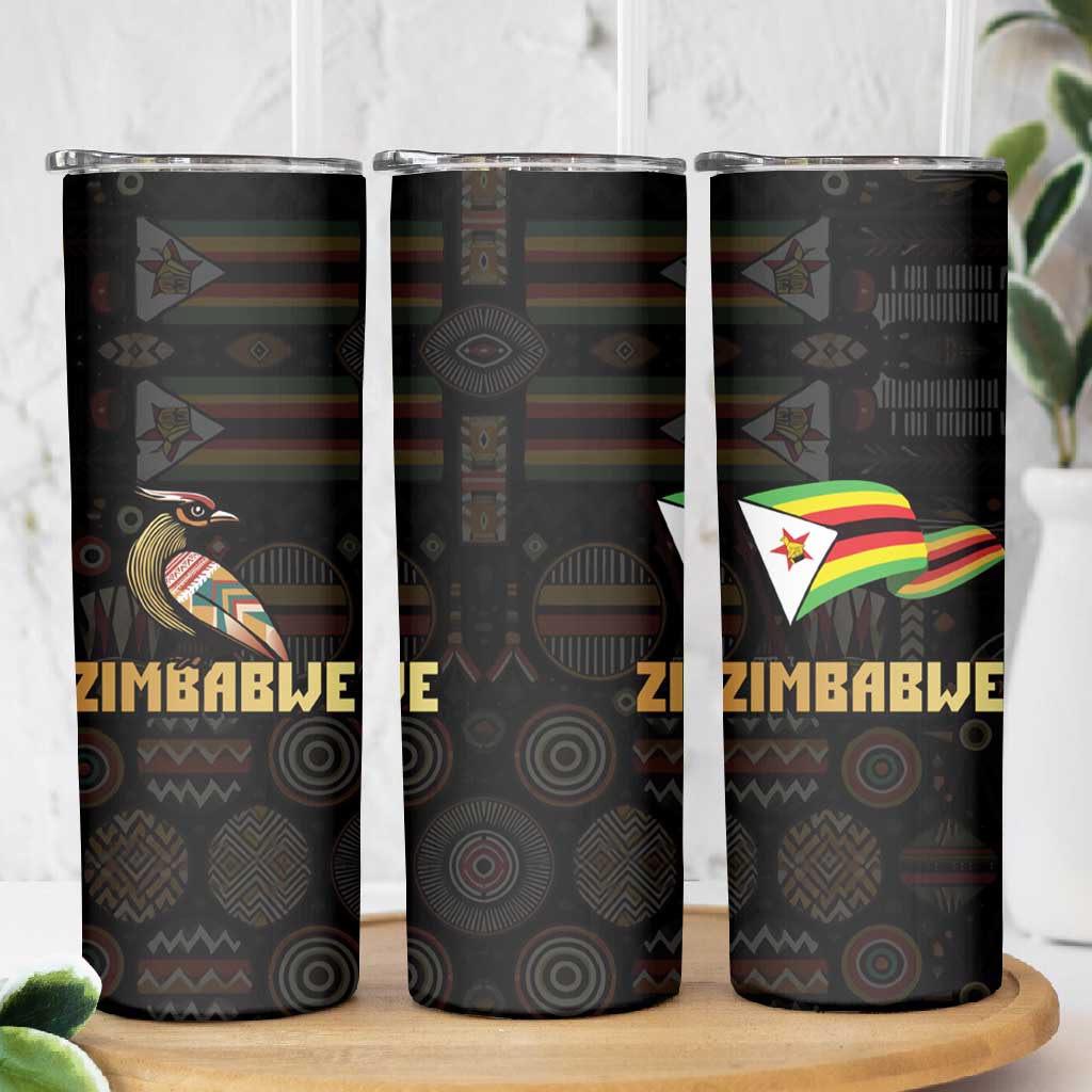 Pride Zimbabwe Skinny Tumbler Zimbabwean Bird, Tribal Patterns and Pan-African Colors
