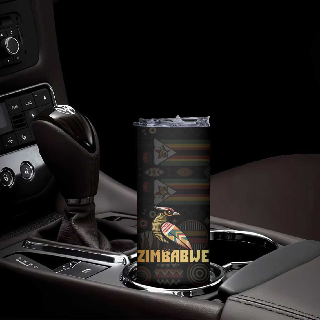Pride Zimbabwe Skinny Tumbler Zimbabwean Bird, Tribal Patterns and Pan-African Colors