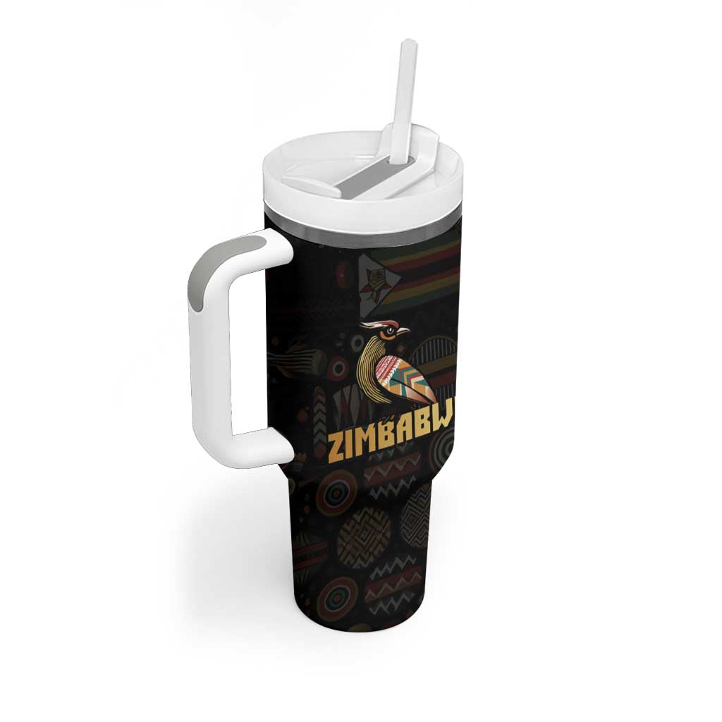 Pride Zimbabwe Tumbler With Handle Zimbabwean Bird, Tribal Patterns and Pan-African Colors