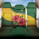 Zimbabwe Flag Map Back Car Seat Cover African Tribal Pattern Red Hibiscus Flowers