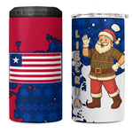 Liberia Christmas 4 in 1 Can Cooler Tumbler Santa Claus Map Graphic and Red Blue Festive - African Pride