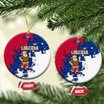 Liberia Christmas Ceramic Ornament Santa Claus Map Graphic and Red Blue Festive - African Pride