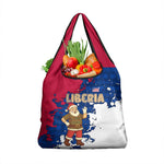 Liberia Christmas Grocery Bag Santa Claus Map Graphic and Red Blue Festive - African Pride