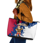 Liberia Christmas Leather Tote Bag Santa Claus Map Graphic and Red Blue Festive - African Pride