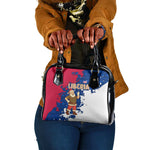 Liberia Christmas Shoulder Handbag Santa Claus Map Graphic and Red Blue Festive - African Pride