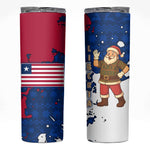 Liberia Christmas Skinny Tumbler Santa Claus Map Graphic and Red Blue Festive - African Pride
