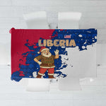 Liberia Christmas Tablecloth Santa Claus Map Graphic and Red Blue Festive - African Pride
