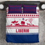 Liberia Christmas Bedding Set Red Wildlife Silhouettes and White Blue Holiday - African Pride