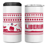 Liberia Christmas 4 in 1 Can Cooler Tumbler Red Wildlife Silhouettes and White Blue Holiday - African Pride