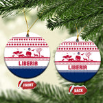 Liberia Christmas Ceramic Ornament Red Wildlife Silhouettes and White Blue Holiday - African Pride