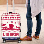 Liberia Christmas Luggage Cover Red Wildlife Silhouettes and White Blue Holiday - African Pride