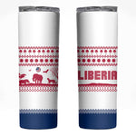 Liberia Christmas Skinny Tumbler Red Wildlife Silhouettes and White Blue Holiday - African Pride