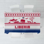Liberia Christmas Tablecloth Red Wildlife Silhouettes and White Blue Holiday - African Pride