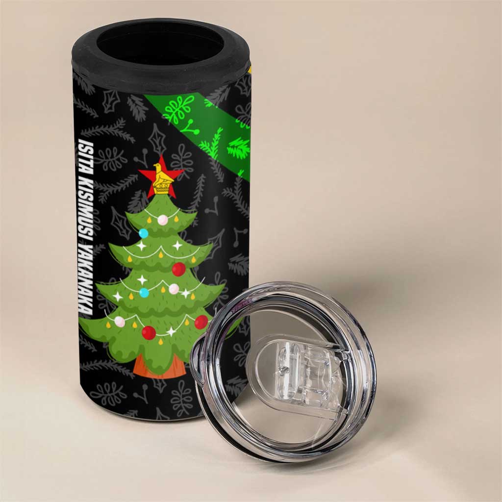 Zimbabwe Christmas 4 in 1 Can Cooler Tumbler Flag Colors Xmas Tree and Holiday - African Pride