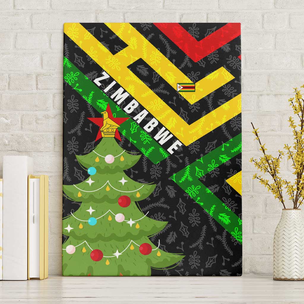 Zimbabwe Christmas Canvas Wall Art Flag Colors Xmas Tree and Holiday - African Pride