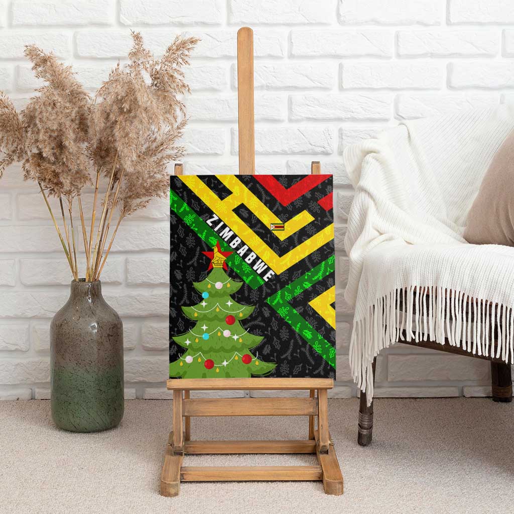 Zimbabwe Christmas Canvas Wall Art Flag Colors Xmas Tree and Holiday - African Pride