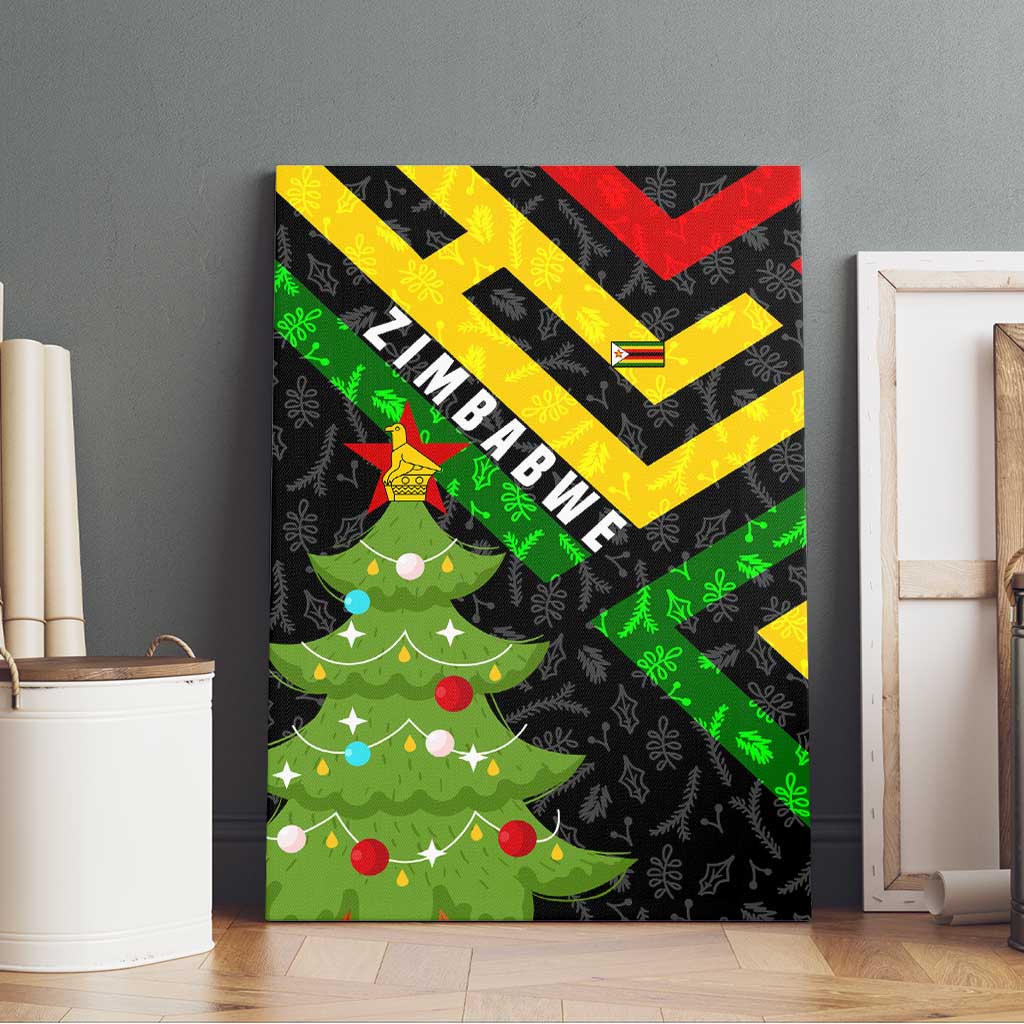 Zimbabwe Christmas Canvas Wall Art Flag Colors Xmas Tree and Holiday - African Pride