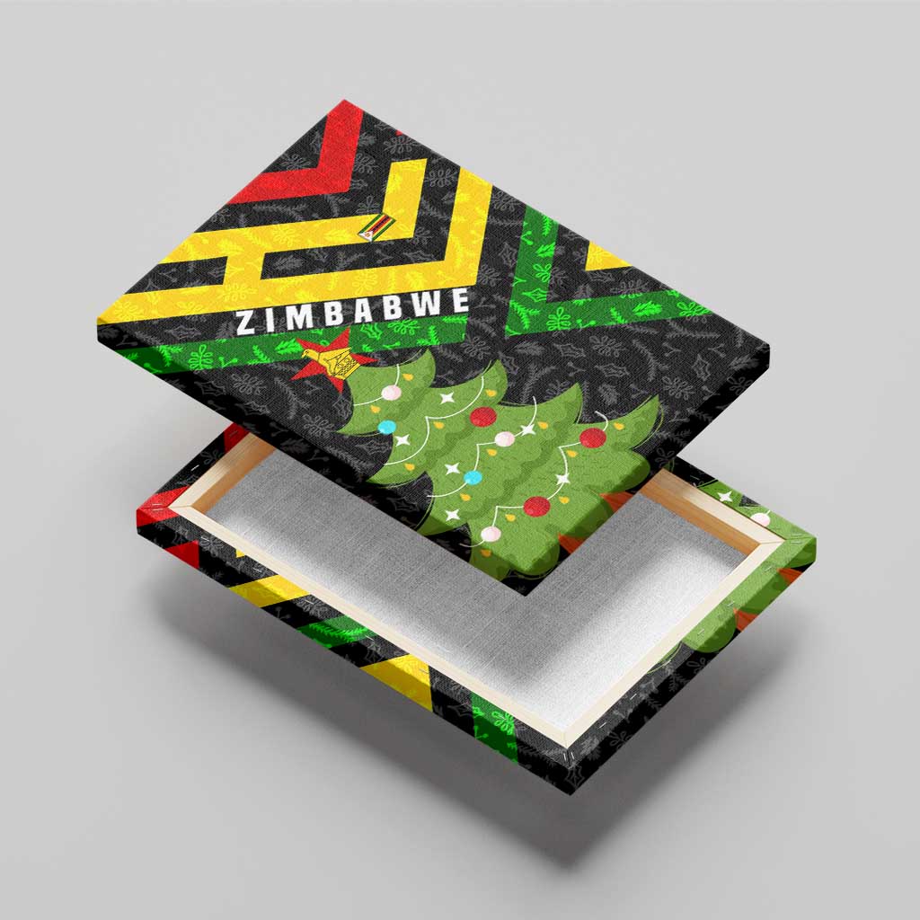 Zimbabwe Christmas Canvas Wall Art Flag Colors Xmas Tree and Holiday - African Pride
