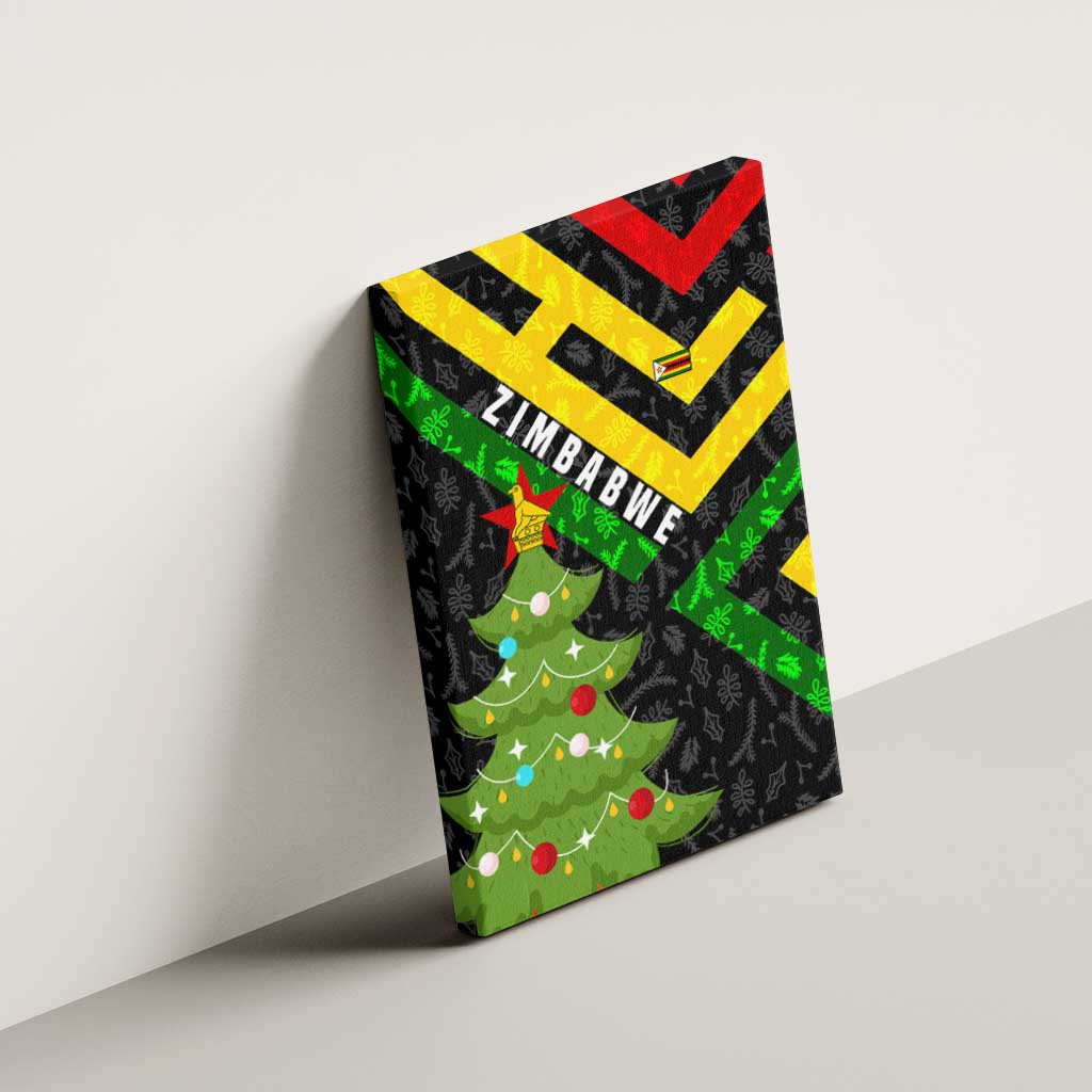Zimbabwe Christmas Canvas Wall Art Flag Colors Xmas Tree and Holiday - African Pride
