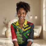 Zimbabwe Christmas Women Casual Shirt Flag Colors Xmas Tree and Holiday - African Pride