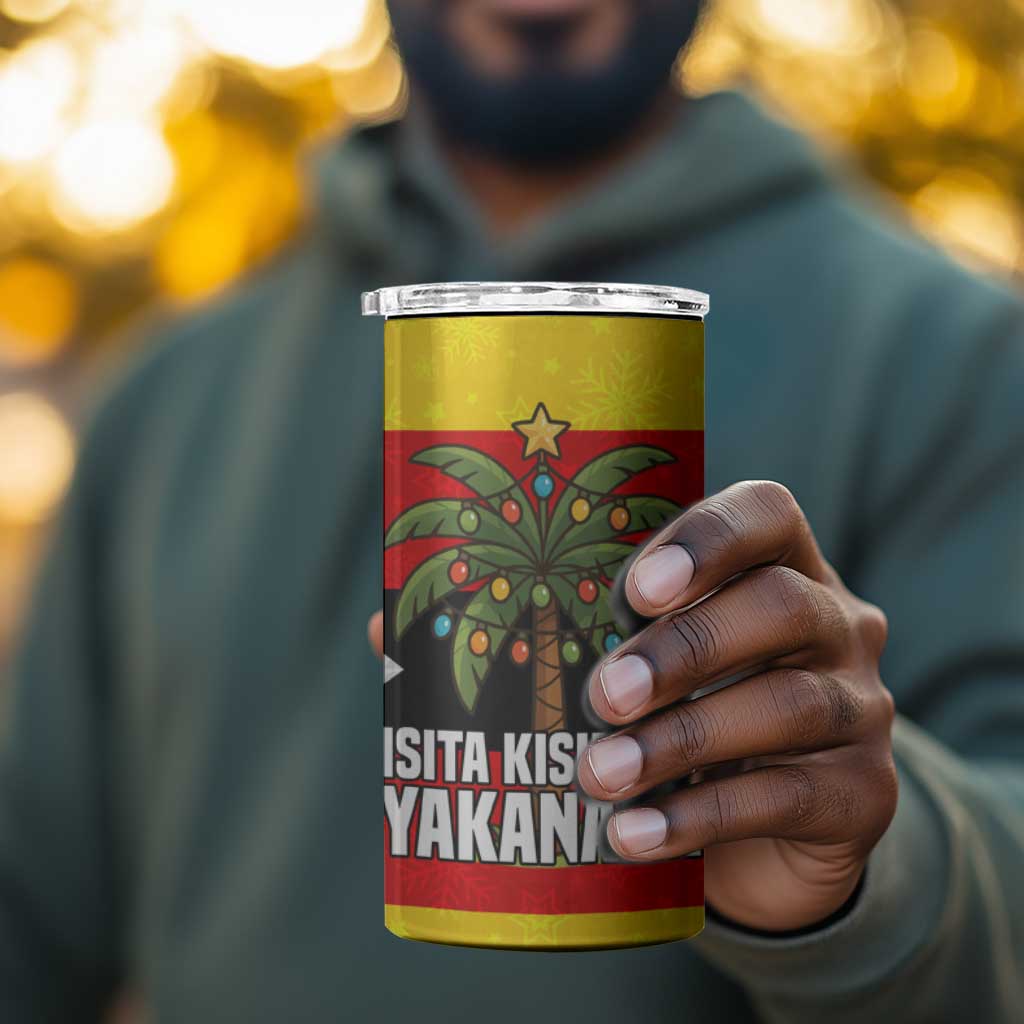 Zimbabwe Christmas 4 in 1 Can Cooler Tumbler Festive Santa Palm Tree and Red Yellow Green Flag - African Pride