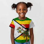 Zimbabwe Christmas Kid T shirt Festive Santa Palm Tree and Red Yellow Green Flag - African Pride