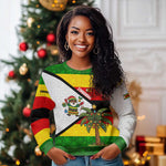 Zimbabwe Christmas Ugly Christmas Sweater Festive Santa Palm Tree and Red Yellow Green Flag - African Pride