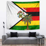Zimbabwe Christmas Tapestry Festive Santa Palm Tree and Red Yellow Green Flag - African Pride