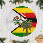 Zimbabwe Christmas Tree Skirt Festive Santa Palm Tree and Red Yellow Green Flag - African Pride