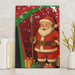 Kenya Christmas Canvas Wall Art Santa Claus Spear and Red Green Harambee Crest - African Pride