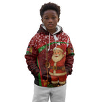 Kenya Christmas Kid Hoodie Santa Claus Spear and Red Green Harambee Crest - African Pride
