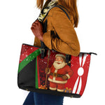 Kenya Christmas Leather Tote Bag Santa Claus Spear and Red Green Harambee Crest - African Pride