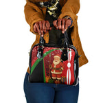Kenya Christmas Shoulder Handbag Santa Claus Spear and Red Green Harambee Crest - African Pride