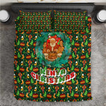 Kenya Christmas Bedding Set Santa Feast Scene and Festive Wreath Pattern - African Pride