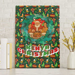 Kenya Christmas Canvas Wall Art Santa Feast Scene and Festive Wreath Pattern - African Pride