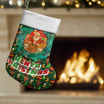 Kenya Christmas Stocking Santa Feast Scene and Festive Wreath Pattern - African Pride