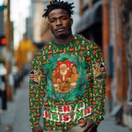 Kenya Christmas Long Sleeve Shirt Santa Feast Scene and Festive Wreath Pattern - African Pride