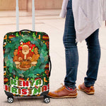 Kenya Christmas Luggage Cover Santa Feast Scene and Festive Wreath Pattern - African Pride