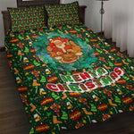 Kenya Christmas Quilt Bed Set Santa Feast Scene and Festive Wreath Pattern - African Pride