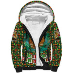 Kenya Christmas Sherpa Hoodie Santa Feast Scene and Festive Wreath Pattern - African Pride