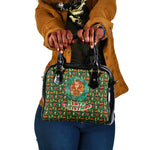Kenya Christmas Shoulder Handbag Santa Feast Scene and Festive Wreath Pattern - African Pride