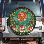 Kenya Christmas Spare Tire Cover Santa Feast Scene and Festive Wreath Pattern - African Pride