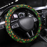 Kenya Christmas Steering Wheel Cover Santa Feast Scene and Festive Wreath Pattern - African Pride