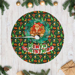 Kenya Christmas Tree Skirt Santa Feast Scene and Festive Wreath Pattern - African Pride