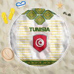 Tunisia Flag Beach Blanket with National Crest and Emblem