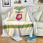 Tunisia Flag Blanket with National Crest and Emblem