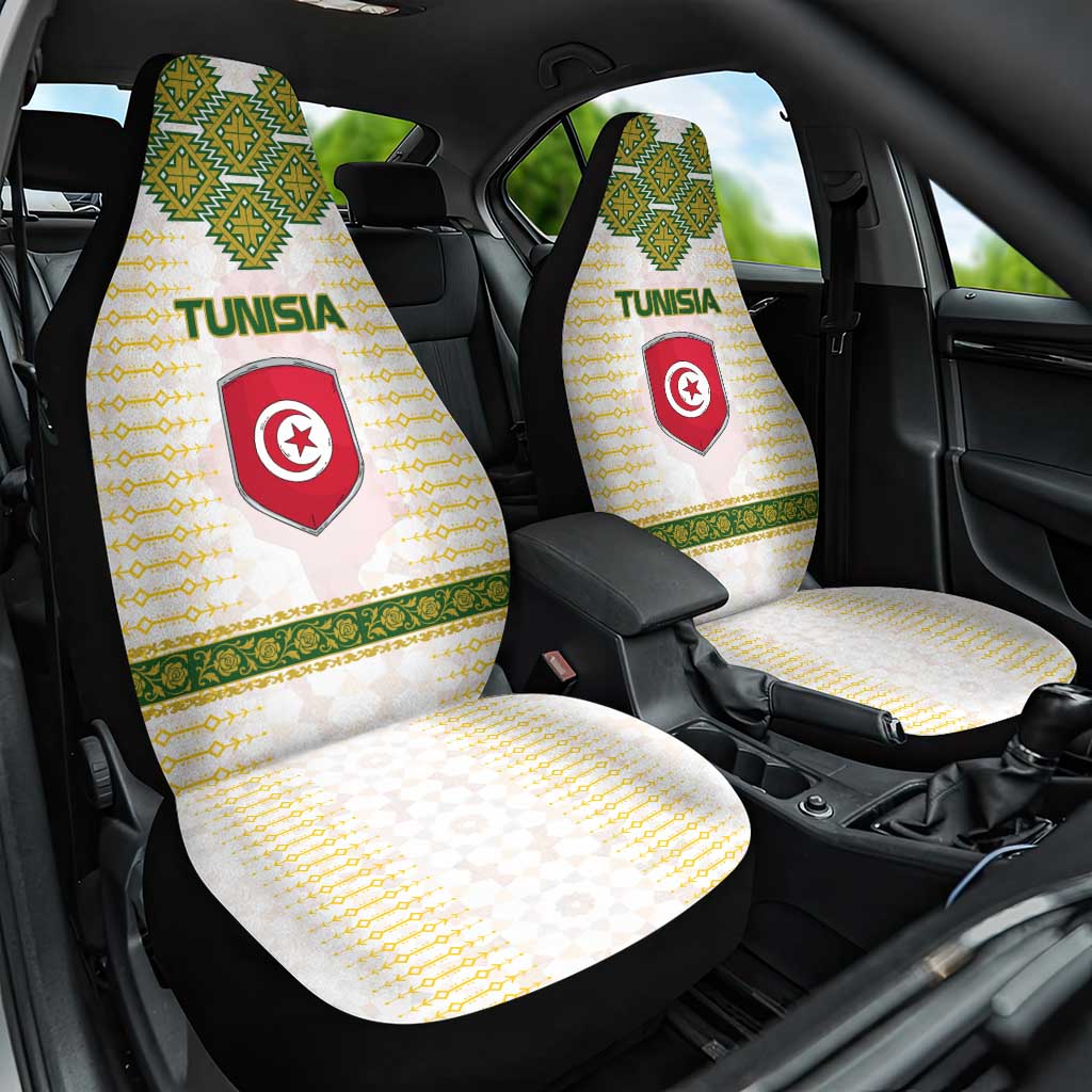Tunisia Flag Car Seat Cover with National Crest and Emblem