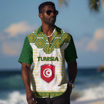 Tunisia Flag Hawaiian Shirt with National Crest and Emblem